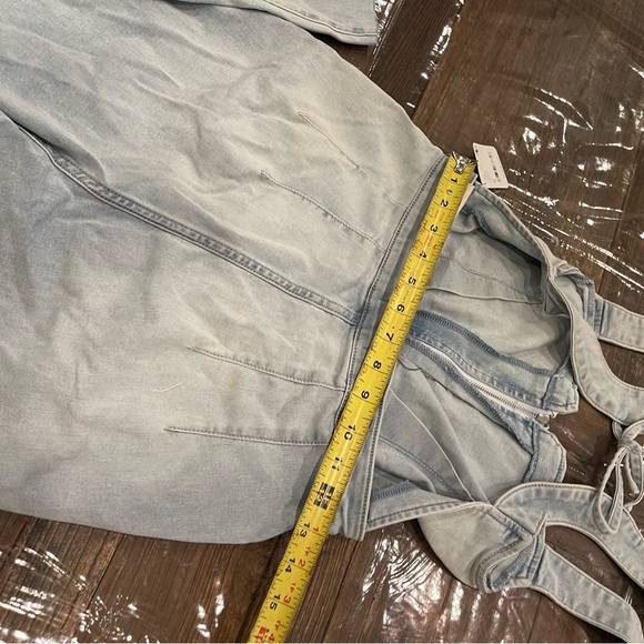 Free People light Blue crvy on 2nd ave one piece Jumpsuit with Wide Legs - Picture 15 of 16